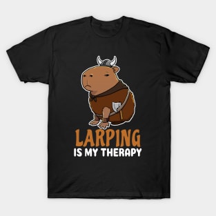 Larping is my therapy cartoon Capybara Viking T-Shirt